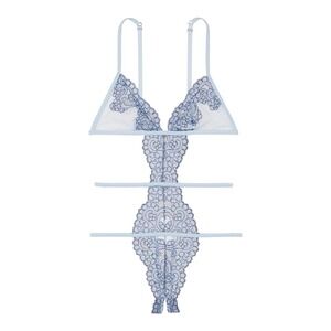 Victoria's Secret Boho Floral Embroidery Crotchless Teddy Coconut Lingerie XXL